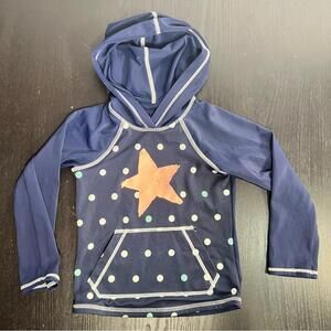 Lands' End Blue and Orange Swim Coverup with Hood and Star Design